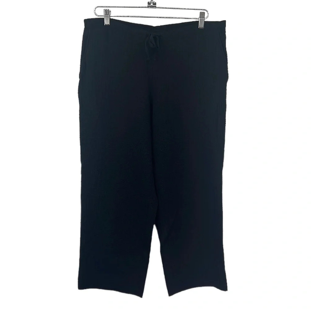 ExOfficio Pants Womens Medium 10/12 Black Crepe Cropped‎ Wide leg Pull On